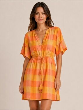 Ann Taylor Orange and Yellow Plaid Dress